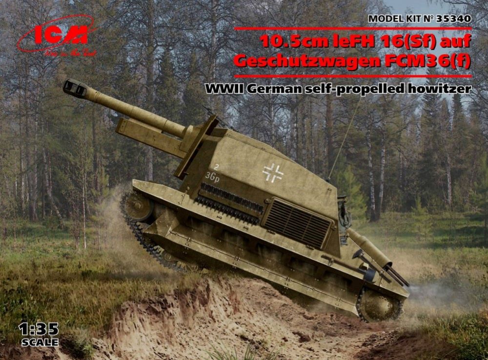 ICM Models 35340 1/35 WWII German FCM 36(f) Tank w/10.5cm LeFH16 (sf) Self-Prope