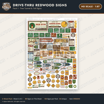 Alpine Railworks 31062HO HO Scale Roadside Signs - Drive-Thru Tree