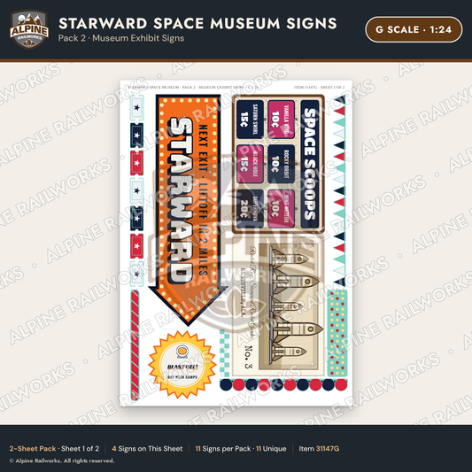 Alpine Railworks 31147G G Scale Roadside Signs - Space Museum