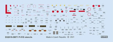 Eduard D32015 1/32 Decal P-51D Stencils for Revell/Tamiya