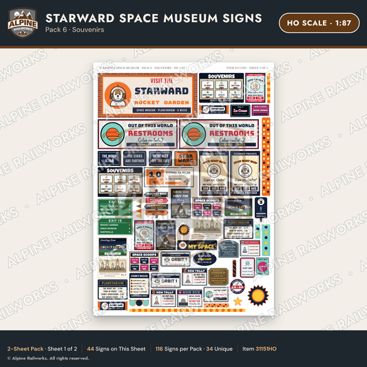 Alpine Railworks 31151HO HO Scale Roadside Signs - Space Museum