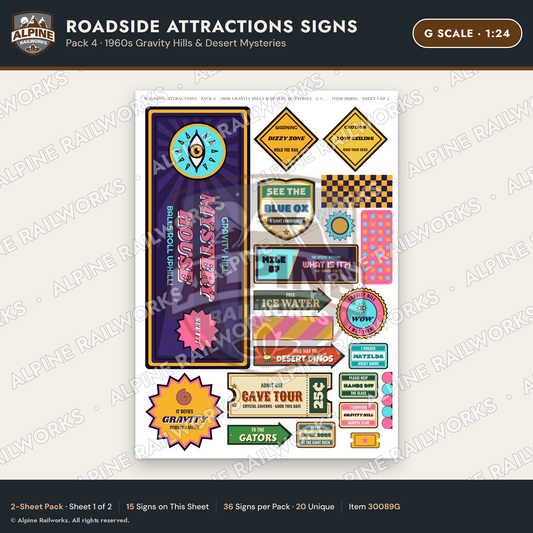 Alpine Railworks 30089G G Scale Roadside Attractions Signs