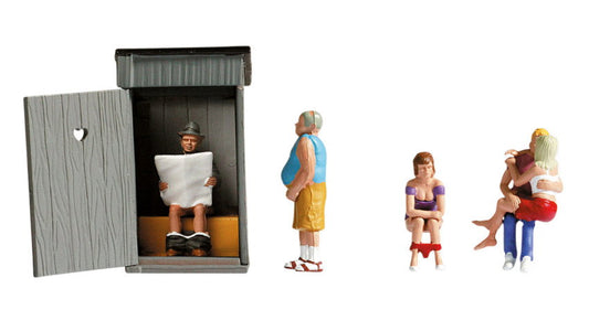 Noch 36560 N Scale Figures & Outhouse Set, pkg(6)