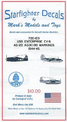 Starfighter Decals 700103 1/700 - USS Enterprise CV6 Air Group 20 &