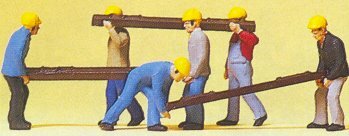 Preiser 10034 HO Scale Working People Track Workers with Railroad Ties