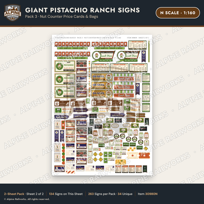 Alpine Railworks 30980N N Scale Roadside Signs - Giant Pistachio