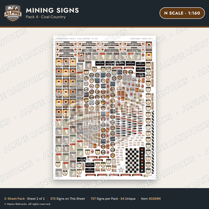 Alpine Railworks 30269N N Scale Mining Signs - Coal Country