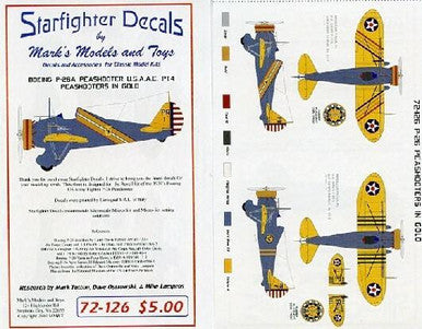 Starfighter Decals 72126 1/72 - P26A in Gold USAAC Part 4