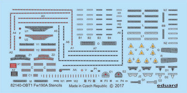 Eduard D48029 1/48 Decal Fw 190 a Stencils for Eduard