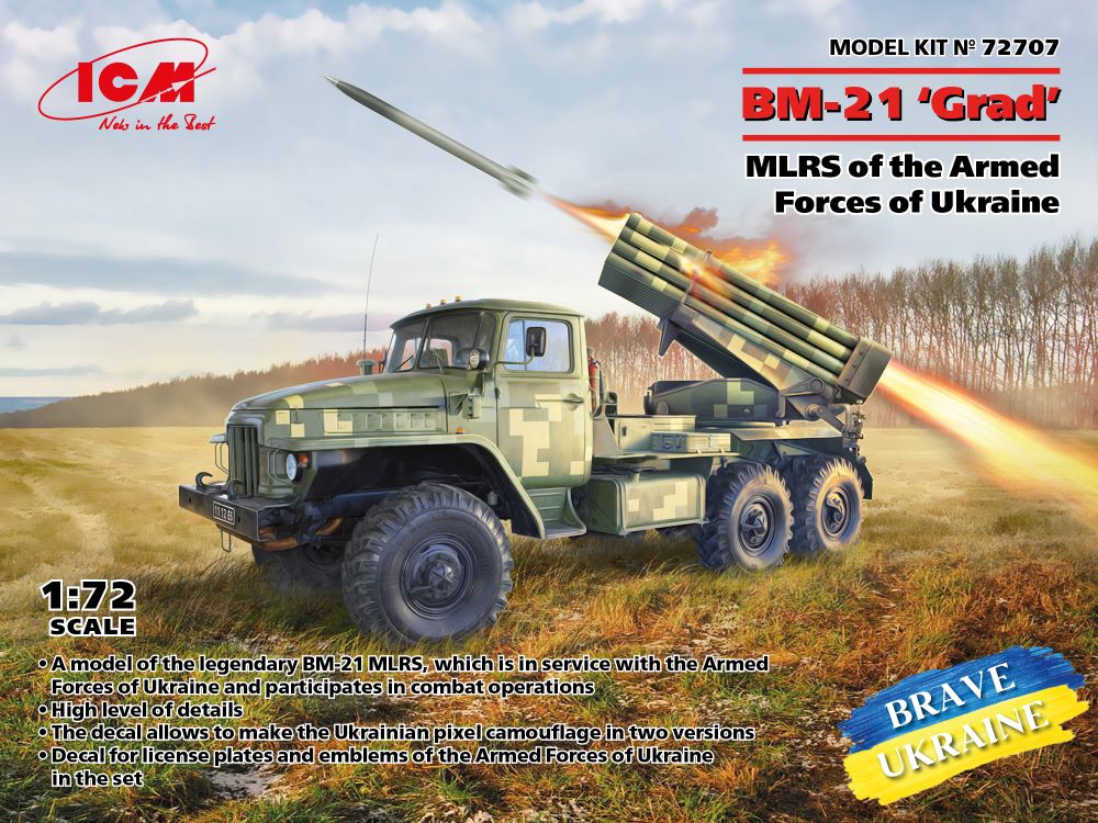ICM Models 72707 1/72 Brave Ukraine: BM21 Grad MLRS Armed Forces Ukraine