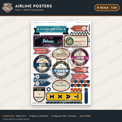 Alpine Railworks 30176G G Scale Airline Posters - 1930s Flying Boats