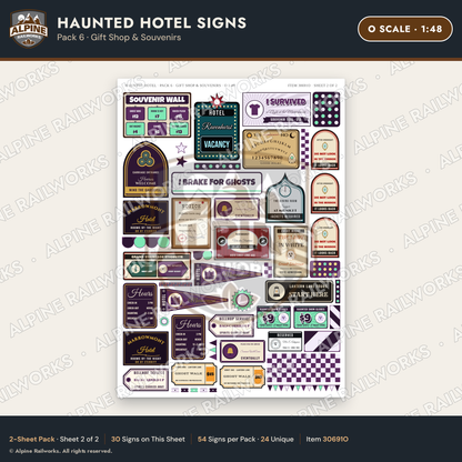 Alpine Railworks 30691O O Scale Haunted Hotel Signs - Gift Shop