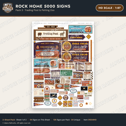 Alpine Railworks 31034HO HO Scale Roadside Signs - Cliff Rock House