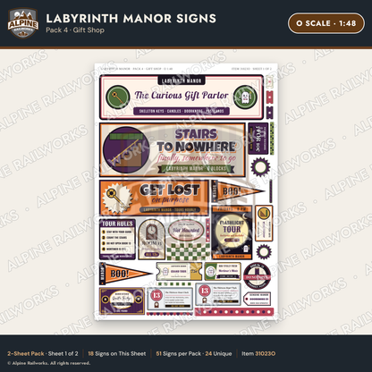 Alpine Railworks 31023O O Scale Roadside Signs - Mystery Mansion