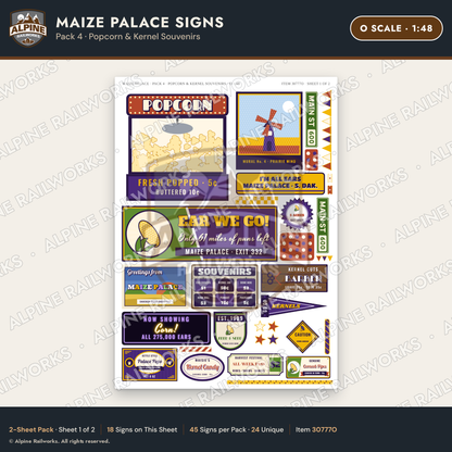Alpine Railworks 30777O O Scale Roadside Signs - Corn Palace