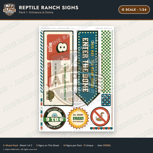 Alpine Railworks 31128G G Scale Roadside Signs - Reptile Zoo