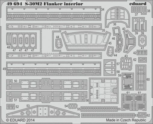 Eduard 49694 1/48 Aircraft- S30M2 Flanker Interior for ACY (Painted Self Adhesiv