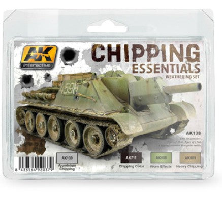 AK Interactive 138 Chipping Essentials Weathering Acrylic Paint Set (4 Colors) 1