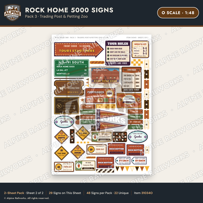 Alpine Railworks 31034O O Scale Roadside Signs - Cliff Rock House