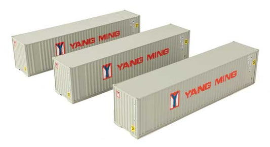 Walthers SceneMaster 18205 HO 40' Flat Container 3-Pack Yang Ming