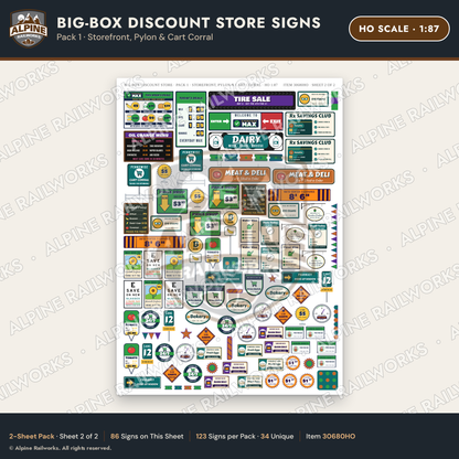 Alpine Railworks 30680HO HO Scale Big-Box Discount Store Signs