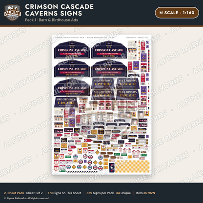 Alpine Railworks 30792N N Scale Roadside Attraction Signs - Caverns