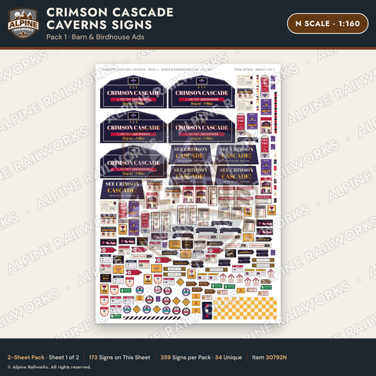 Alpine Railworks 30792N N Scale Roadside Attraction Signs - Caverns