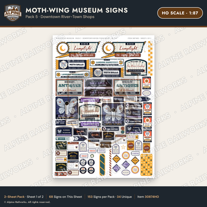 Alpine Railworks 30874HO HO Scale Roadside Signs - Mothman Museum