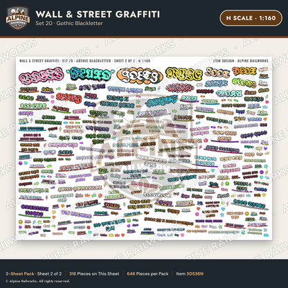 Alpine Railworks 30536N N Scale Wall & Street Graffiti Cut-Outs
