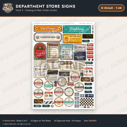Alpine Railworks 30048O O Scale Department Store Signs - Catalog