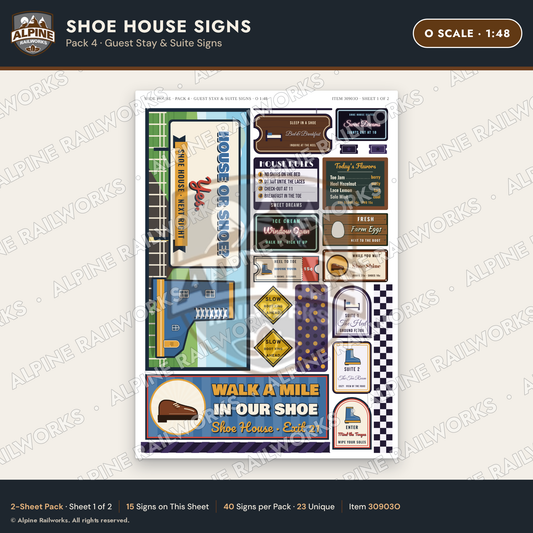 Alpine Railworks 30903O O Scale Roadside Attraction Signs - Shoe House
