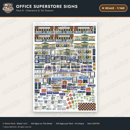 Alpine Railworks 30673N N Scale Office Superstore Signs - Clearance