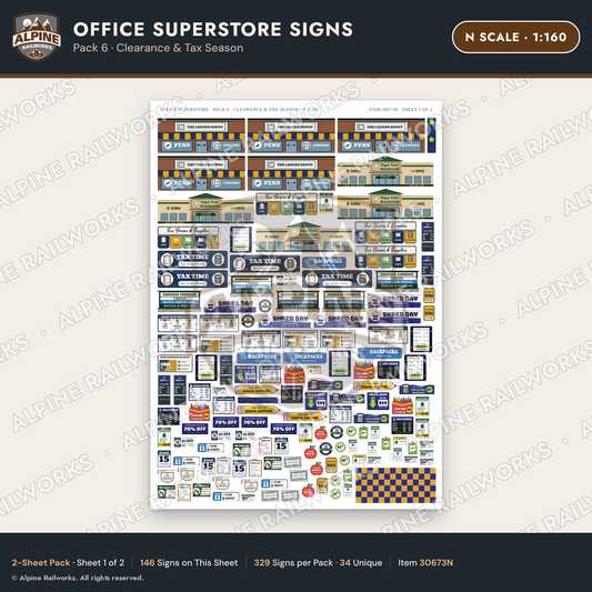 Alpine Railworks 30673N N Scale Office Superstore Signs - Clearance