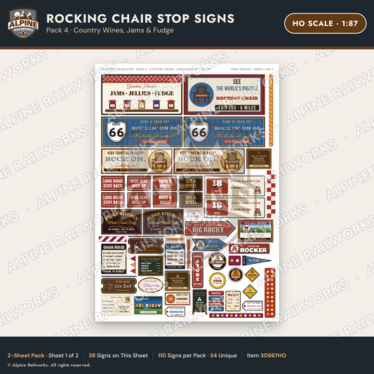 Alpine Railworks 30987HO HO Scale Roadside Signs - Giant Rocking Chair