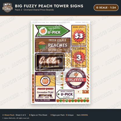 Alpine Railworks 30931G G Scale Roadside Signs - Peach Water Tower