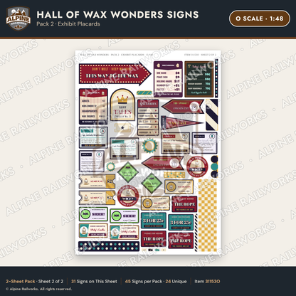 Alpine Railworks 31153O O Scale Roadside Attraction Signs - Wax Museum