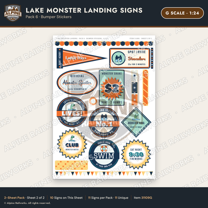 Alpine Railworks 31109G G Scale Roadside Signs - Lake Monster