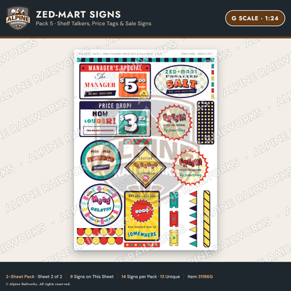 Alpine Railworks 31186G G Scale Grocery Store Signs - Funny Products