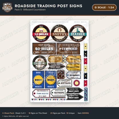 Alpine Railworks 30510G G Scale Roadside Trading Post Signs