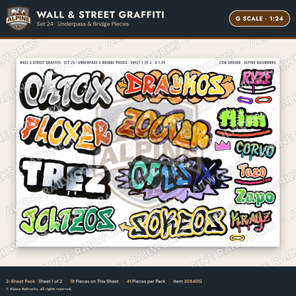 Alpine Railworks 30540G G Scale Wall & Street Graffiti Cut-Outs