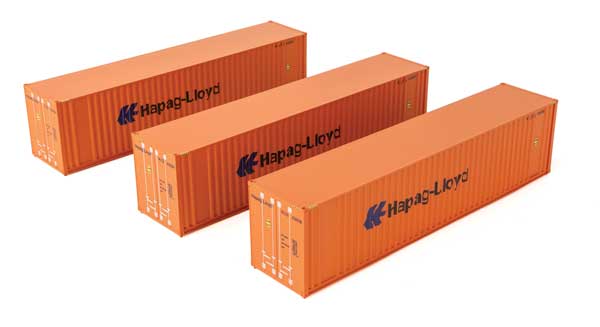 Walthers Scenemaster 18202 HO Scale 40' Flat Panel Container - 3-Pack -- Hapag-L