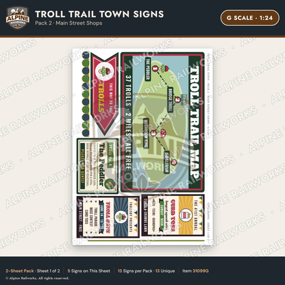 Alpine Railworks 31099G G Scale Roadside Attraction Signs - Troll Town