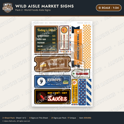 Alpine Railworks 30549G G Scale Roadside Signs - Jungle Grocery Store