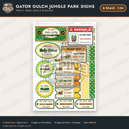 Alpine Railworks 30807G G Scale Roadside Signs - Alligator Park