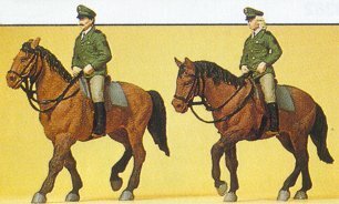 Preiser 10390 HO Scale Police Mounted On Horseback German Officers