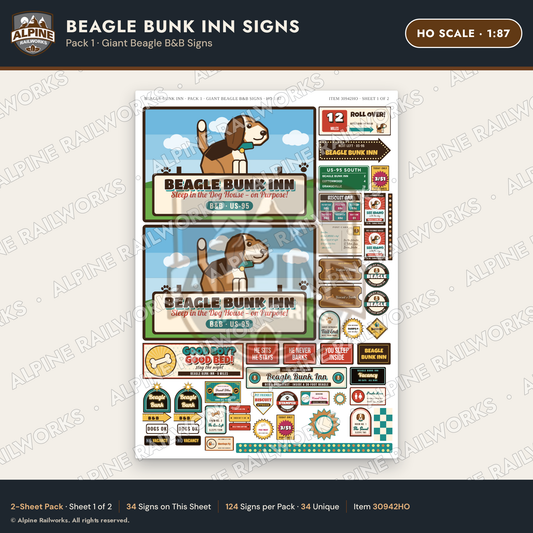 Alpine Railworks 30942HO HO Scale Roadside Signs - Dog-Shaped Inn