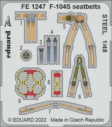 Eduard FE1247 1/48 F-104S Seatbelts Steel for Kinetic