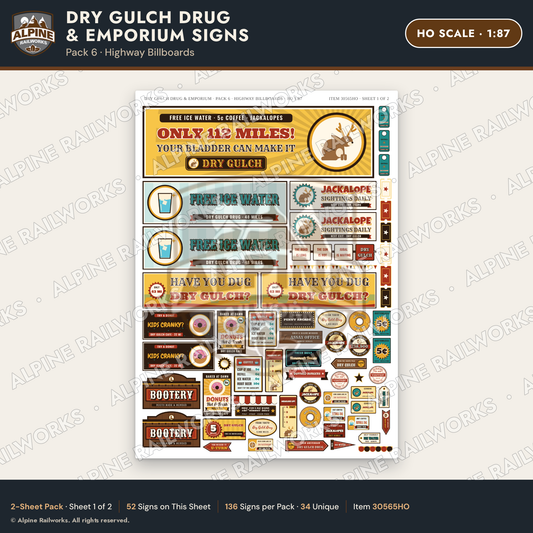 Alpine Railworks 30565HO HO Scale Roadside Signs - Western Drug Store