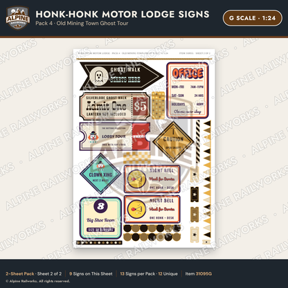 Alpine Railworks 31095G G Scale Roadside Signs - Clown Motel
