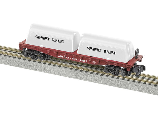Lionel 6-48576 S Gauge Americsn Flyer Flatcar with Gilbert Dairy Milk